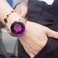 高档时尚大牌紫色手表女 玫瑰金钢带女表石英表 韩版潮流时装表