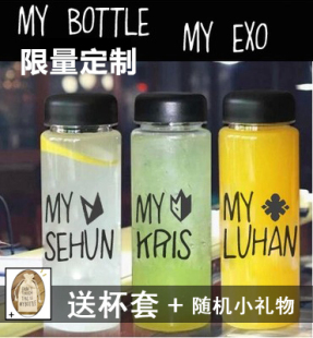 韩国日本定制款 EXO随行杯 my bottle my exo水果杯子 柠檬水杯