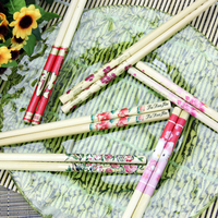 天然环保印花竹筷 可爱简约儿童短筷子 防菌防霉工艺筷50双包邮