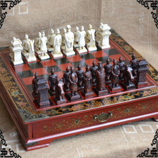 (包邮)国际象棋兵马俑象棋立体人物象棋仿古木制棋盘圣诞节礼品