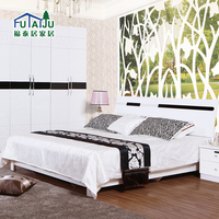 简约板式床1.51.8米黑白烤漆双人床 实木床婚床高箱床储物床特价