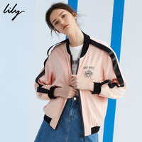 丽丽Lily2017夏季拉链女装直筒短款外套字母短外套117149C3907