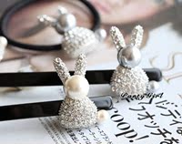 韩国进口超低价实用闪钻珍珠小兔子发夹 发绳