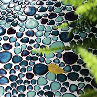 小马哥马赛克自由石鹅卵石蓝色地砖陶瓷防滑浴室瓷砖阳台窑变庭院