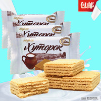 俄罗斯小农庄奶罐威化饼干鲜奶芝士威化250克零食品糖果特价包邮