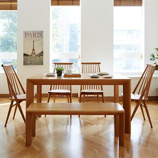 日式纯实木餐桌椅组合橡木小户型餐厅家具简约现代原木饭桌4人6人