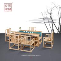 茶艺世家橡木功夫茶几茶桌椅组合实木新中式客厅茶几桌椅 和韵
