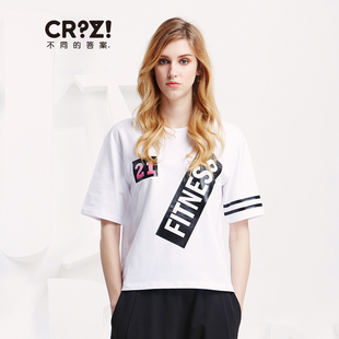 CRZ2016秋季新款创意字母印花短袖T恤 宽松显瘦圆领TCDJ3T095