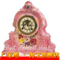 西洋座钟表瓷壳钟|仿古工艺机械欧式钟表|粉色台钟家居装饰 台钟