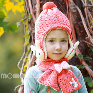 15韩国winghouse正品 女孩子幼儿园儿童公主冬季毛线加绒围巾手套