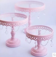 粉色金属铁艺蛋糕架/蛋糕盘/水果盘/西点托盘 婚庆装饰