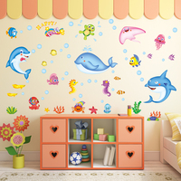 卡通鱼海洋墙贴纸贴画可移除儿童房幼儿园卧室卫生间浴室装饰防水