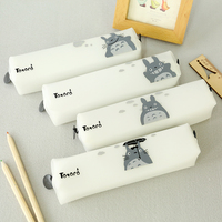 可爱龙猫铅笔盒宫崎骏半透明果胶笔袋 卡通简约大容量学生文具盒
