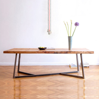 北欧家用实木餐桌椅组合现代简约创意个性铁艺长方形洽谈桌办公桌