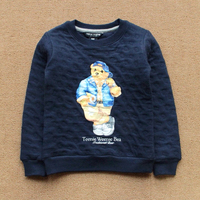 韩版小熊童装 秋冬新款 儿童棉质空气层卫衣男童女童圆领加厚T恤