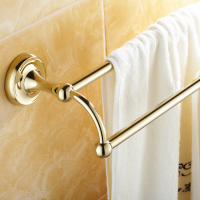 金色全铜毛巾架双杆卫浴挂件欧式仿古浴室金色毛巾杆卫生间浴巾架