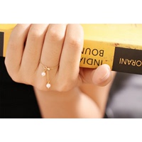挪威无森林 原创设计 14K包金注金天然珍珠可调节链条戒指指环