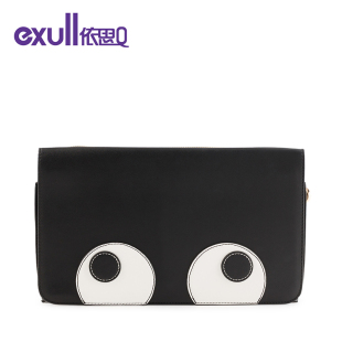 exull/依思Q2015新款女包包伊思q可爱大眼睛黑色斜跨单肩手提包