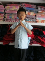 儿童唐装短袖半袖T恤纯色休闲外套功夫演出传统礼服厂家直销