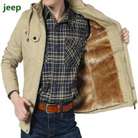 Jeep Rich吉普棉衣男冬季加绒加厚中长款加大码棉袄中年男装外套