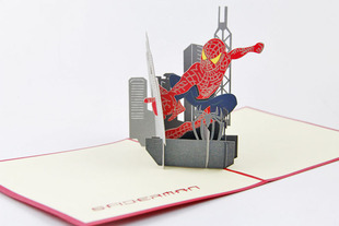 超级英雄蜘蛛侠动漫卡通立体贺卡电影 3d贺卡创意纸雕