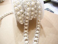 珍珠带水钻链条 装饰服装婚纱箱包鞋帽家具DIY饰品配件辅料