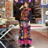 中国复古风秋冬新款 民族风上衣+多层大摆裙舞蹈半身裙 两件套装