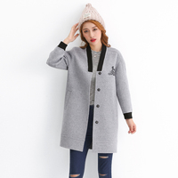 2016秋冬新款韩版大学生女装纯手工双面呢大衣中长款羊绒外套女