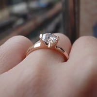 小宝 韩版玫瑰金钛钢时尚独钻中指食指女士戒指 指环 尾戒指 饰品