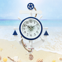 凯乐丝木质地中海船舵客厅挂钟现代简约创意钟表卧室装饰时钟摆钟