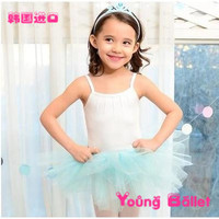 韩国进口儿童舞蹈短裙  蓝色半身纱裙 幼儿女孩公主小蓬蓬跳舞裙