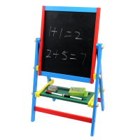 儿童磁性双面学习写字板折叠大号画架画板 木制支架式大黑板玩具