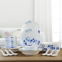 碗碟套装景德镇陶瓷器骨瓷餐具中式创意家用碗盘餐具套装 和为贵
