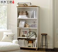 美式白色 书柜 美式实木书架 陈列架 定制定做多空间 松木