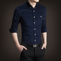 2016年男士休闲长袖衬衣韩版修身男装秋季青年灯芯绒棉质时尚衬衫