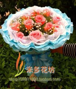 11朵粉玫瑰广东|中山市送花|手捧鲜花速递|沙溪花店订花MOA3555