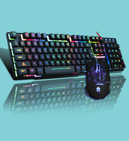 电脑台式机家用发光游戏键盘有线机械手感背光悬浮键盘鼠标套装
