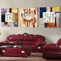 现代客厅装饰画 无框画三联挂画墙壁画版画沙发背景墙画卧室油画