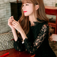 DOWISI朵维思 2016秋季新款韩版女装连衣裙 套头纯色一步裙蕾丝裙