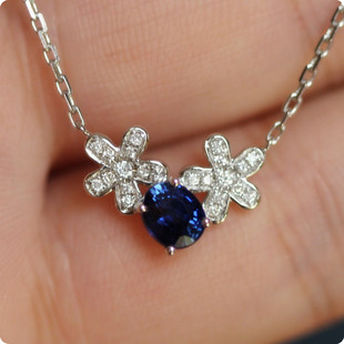 瑞拉珠宝 18K白金大牌款斯里兰卡蓝宝石一体链 皇家蓝 超美定制