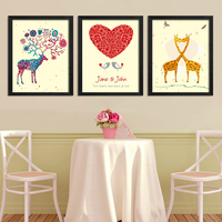 小清新装饰画现代简约抽象卧室客厅浪漫爱情挂画墙画壁画框画组合