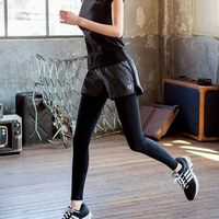 韩国同款速干假两件紧身健身裤女休闲跑步运动裤女秋季训练瑜伽裤