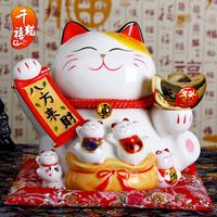 正版招财猫摆件开业 日本招财陶瓷存钱罐创意礼品 招财猫储蓄罐