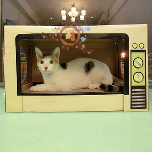 电视机造型瓦楞纸猫抓板猫窝 猫咪磨爪玩具送猫薄荷 宠物趣味玩具