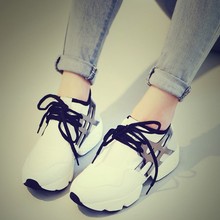 2014秋季韩国拼色女式黑色运动鞋休闲厚底旅游鞋韩版坡跟阿甘鞋潮