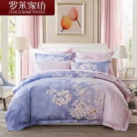 罗莱家纺床上四件套纯棉被套1.8m双人床单全棉贡缎床品床罩WD5006