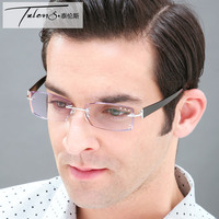 泰伦斯包邮钻石切边眼镜 订制无框眼镜架板材镜腿无框男近视眼镜