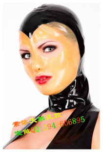 乳胶头套 女拼色乳胶紧身头套 透明色拼黑色乳胶头套 3D制作