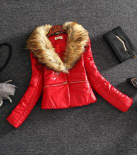 2015冬季新款女装韩版加厚长袖时尚高档外套短款大毛领水洗皮衣潮