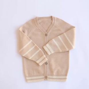 素耕v001婴幼儿对开襟v领毛衣v领有机棉宝宝毛衣不含荧光剂甲醛